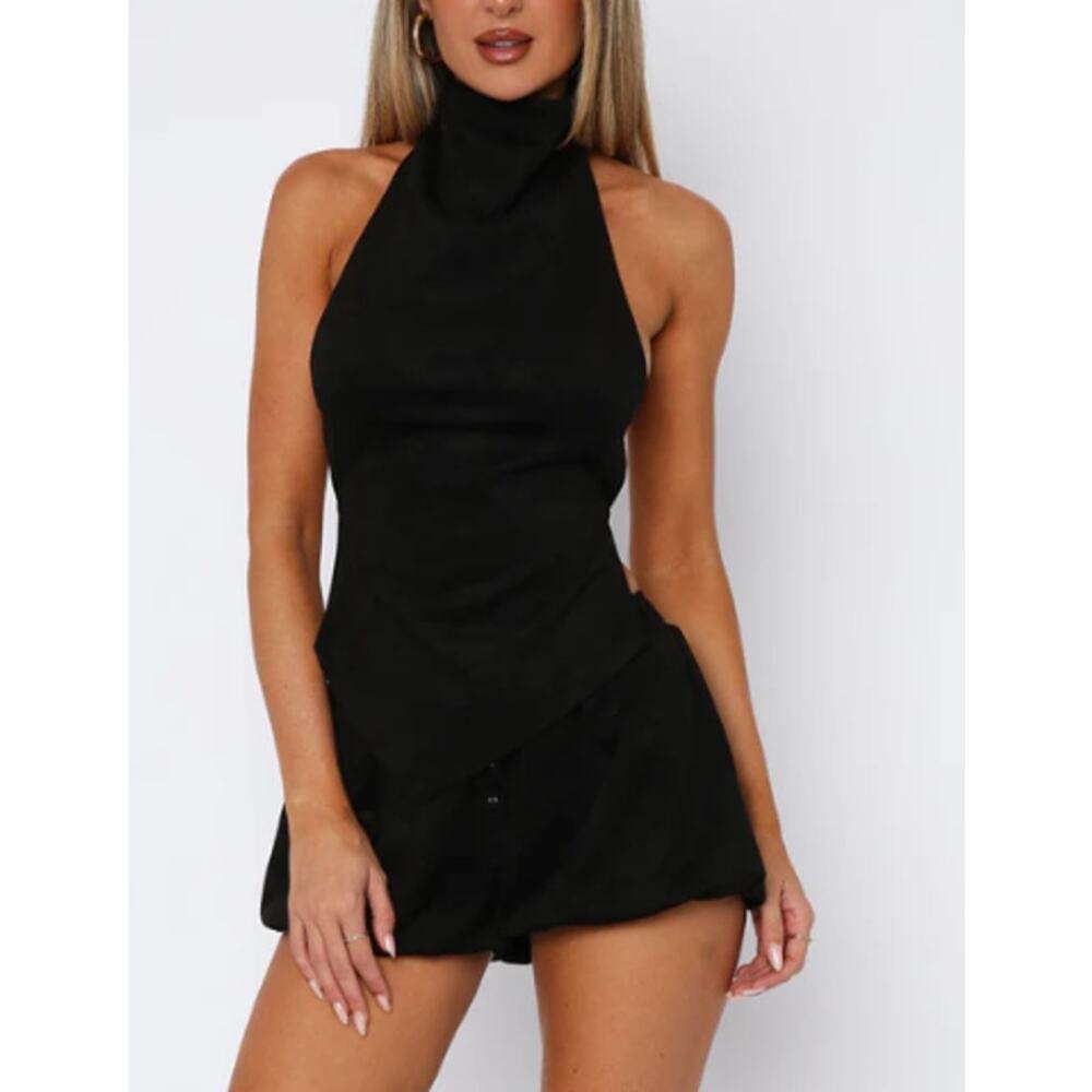New Whitefox Boutique Still Love Me Faux Suede Mini Shorts, Black Size Medium